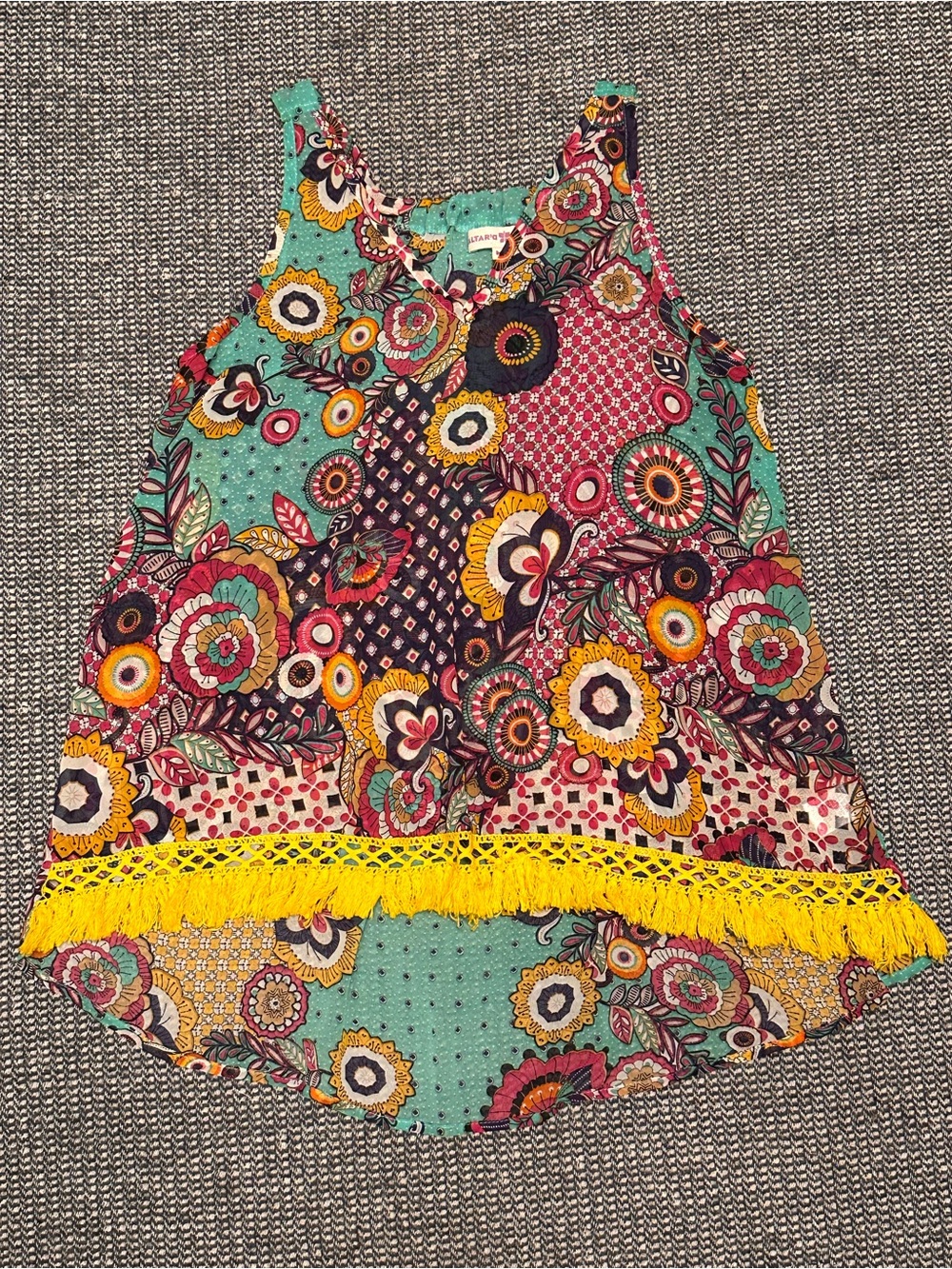 Altar'd State Multicolor Floral Fringe Tank Top